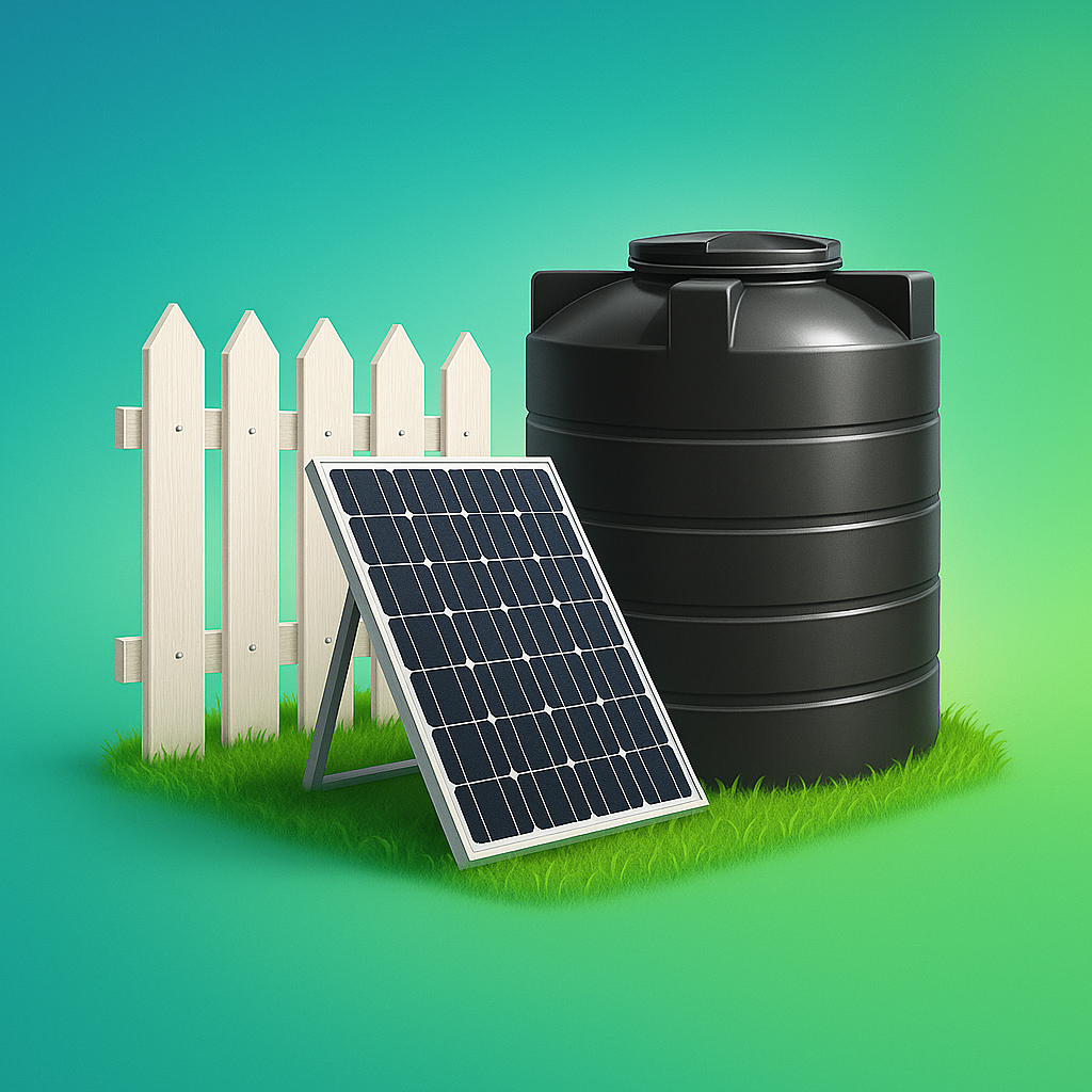 Plot fencing, solar systems and water tank